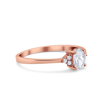 Oval Cut Wedding Ring Rose Tone, Simulated Cubic Zirconia 925 Sterling Silver